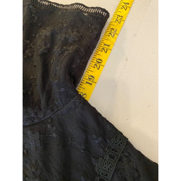Embroidered Black Lace Shift Dress Floral Pattern Medium - Picture 9 of 12